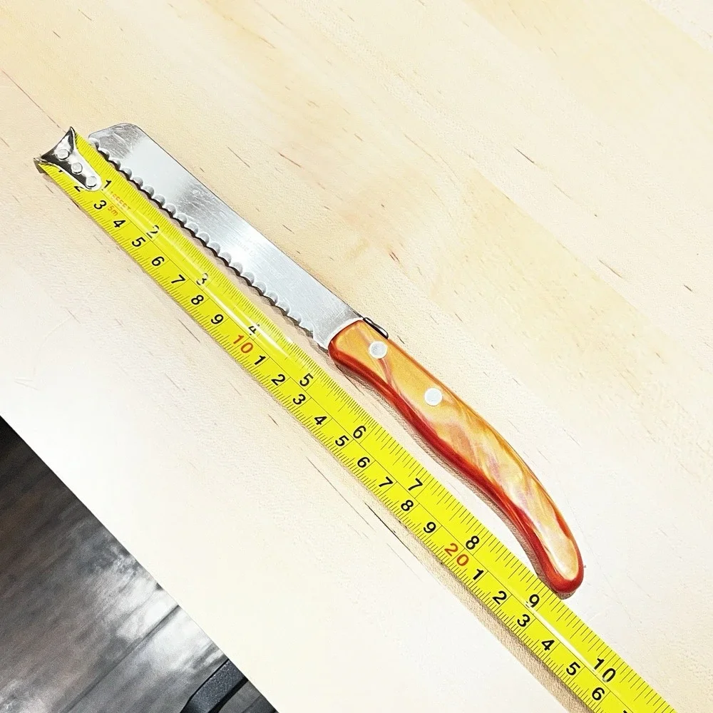 Claude Dozorme Laguiole Serrated Kitchen Knife Orange Handle Stainless‎ France